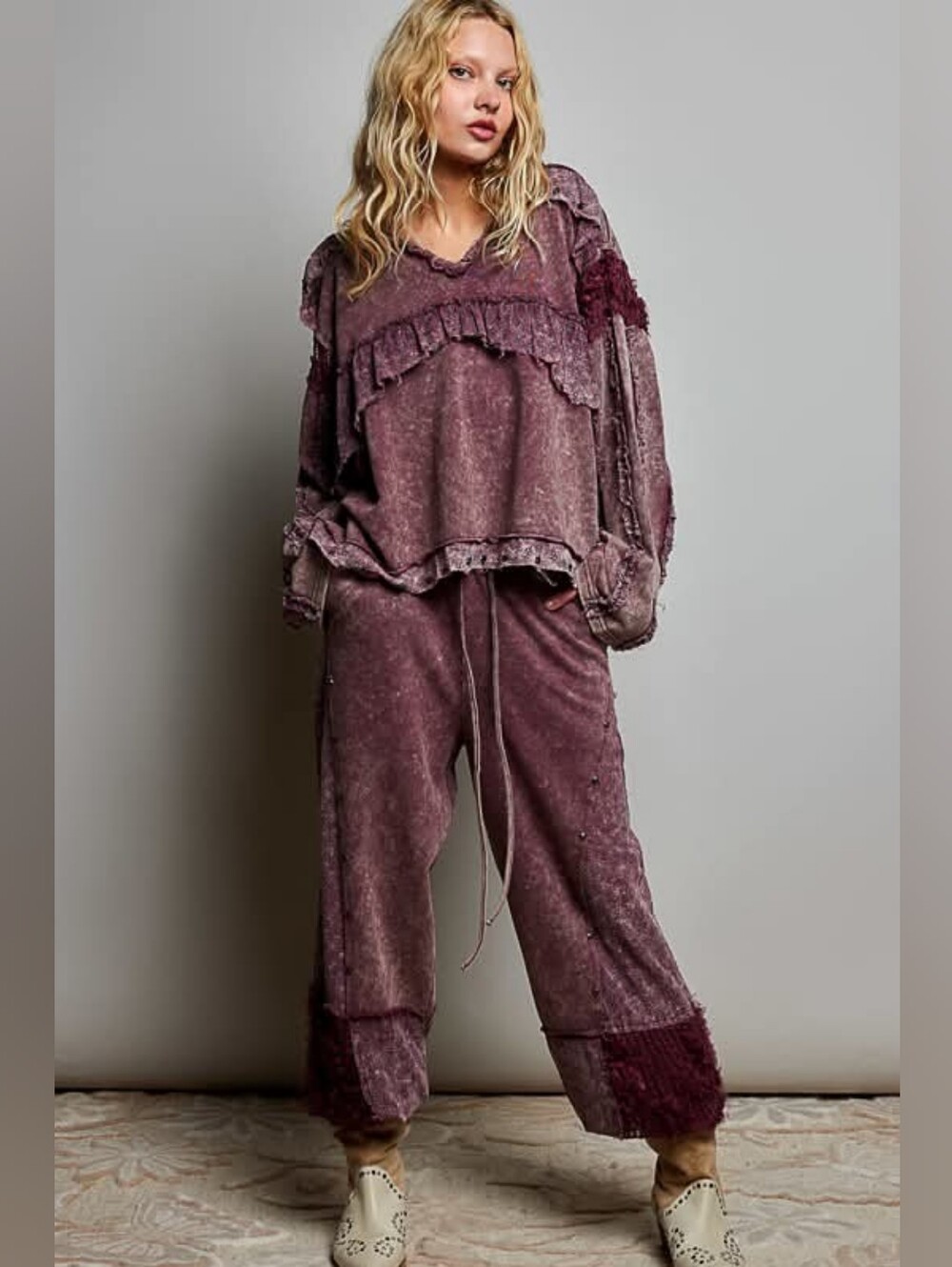 POL Vintage-Inspired Plum Lounge Set